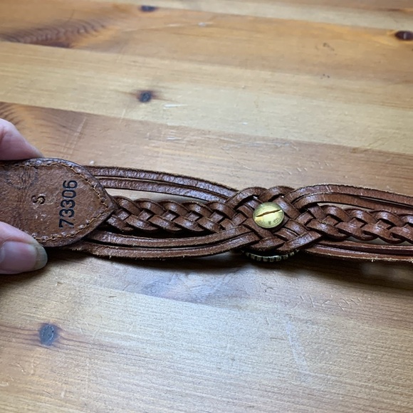 Western or Bohemian Brown leather belt with bronze medallions and buckle - Picture 8 of 8